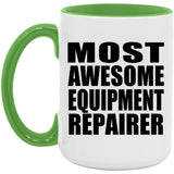 Most Awesome Equipment Repairer - 15oz Accent Mug Green