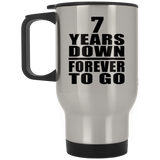 7th Anniversary 7 Years Down Forever to Go - Silver Travel Mug