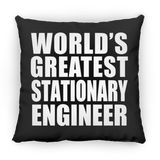World's Greatest Stationary Engineer - Throw Pillow Black