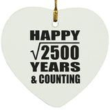 Happy 50th Anniversary Square Root of 2500 Years & Counting - Heart Ornament