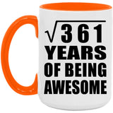 19th Birthday Square Root of 361 Years of Being Awesome - 15oz Accent Mug Orange
