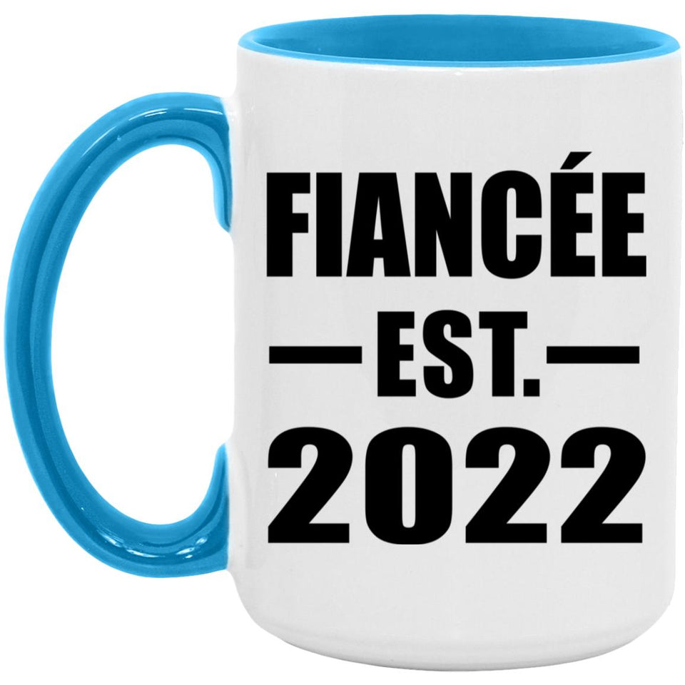 Fiancee Established EST. 2022 - 15oz Accent Mug Blue