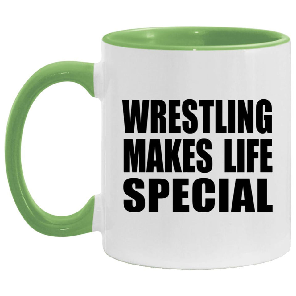 Wrestling Makes Life Special - 11oz Accent Mug Green