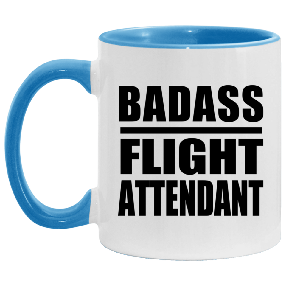 Badass Flight Attendant - 11oz Accent Mug Blue