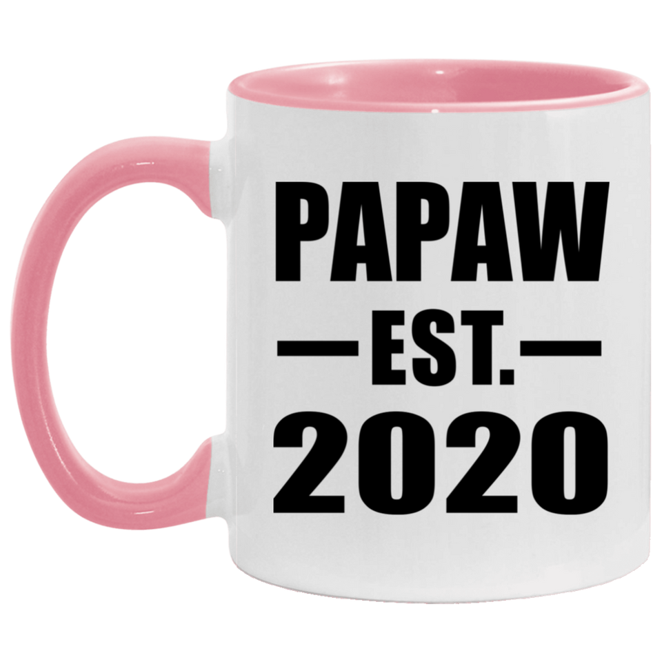Papaw Established EST. 2020 - 11oz Accent Mug Pink