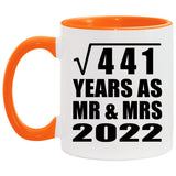 21st Anniversary Square Root of 441 Years As Mr & Mrs 2022 - 11oz Accent Mug Orange
