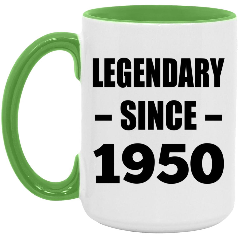 74th Birthday Legendary Since 1950 - 15oz Accent Mug Green