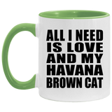 All I Need Is Love And My Havana Brown Cat - 11oz Accent Mug Green