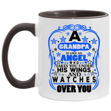 Grandpa Is An Angel Takes You Under His Wings - 11oz Accent Mug Black