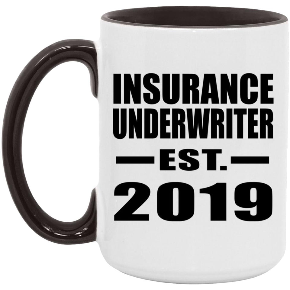 Insurance Underwriter Established EST. 2019 - 15oz Accent Mug Black