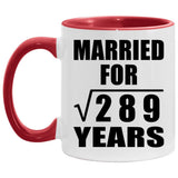17th Anniversary Married For Square Root of 289 Years - 11oz Accent Mug Red