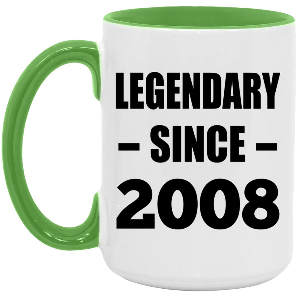 16th Birthday Legendary Since 2008 - 15oz Accent Mug Green