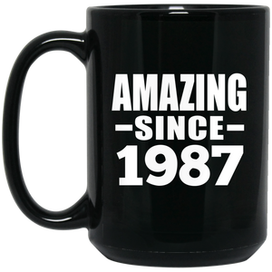 37th Birthday Amazing Since 1987 - 15 Oz Coffee Mug Black