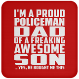 Proud Policeman Dad Of Awesome Son - Drink Coaster