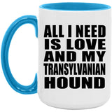 All I Need Is Love And My Transylvanian Hound - 15oz Accent Mug Blue