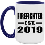 Firefighter Established EST. 2019 - 15oz Accent Mug Purple