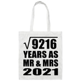 96th Anniversary Square Root of 9216 Years As Mr & Mrs 2021 - Tote Bag White