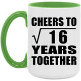4th Anniversary Cheers To Square Root of 16 Years Together - 15oz Accent Mug Green