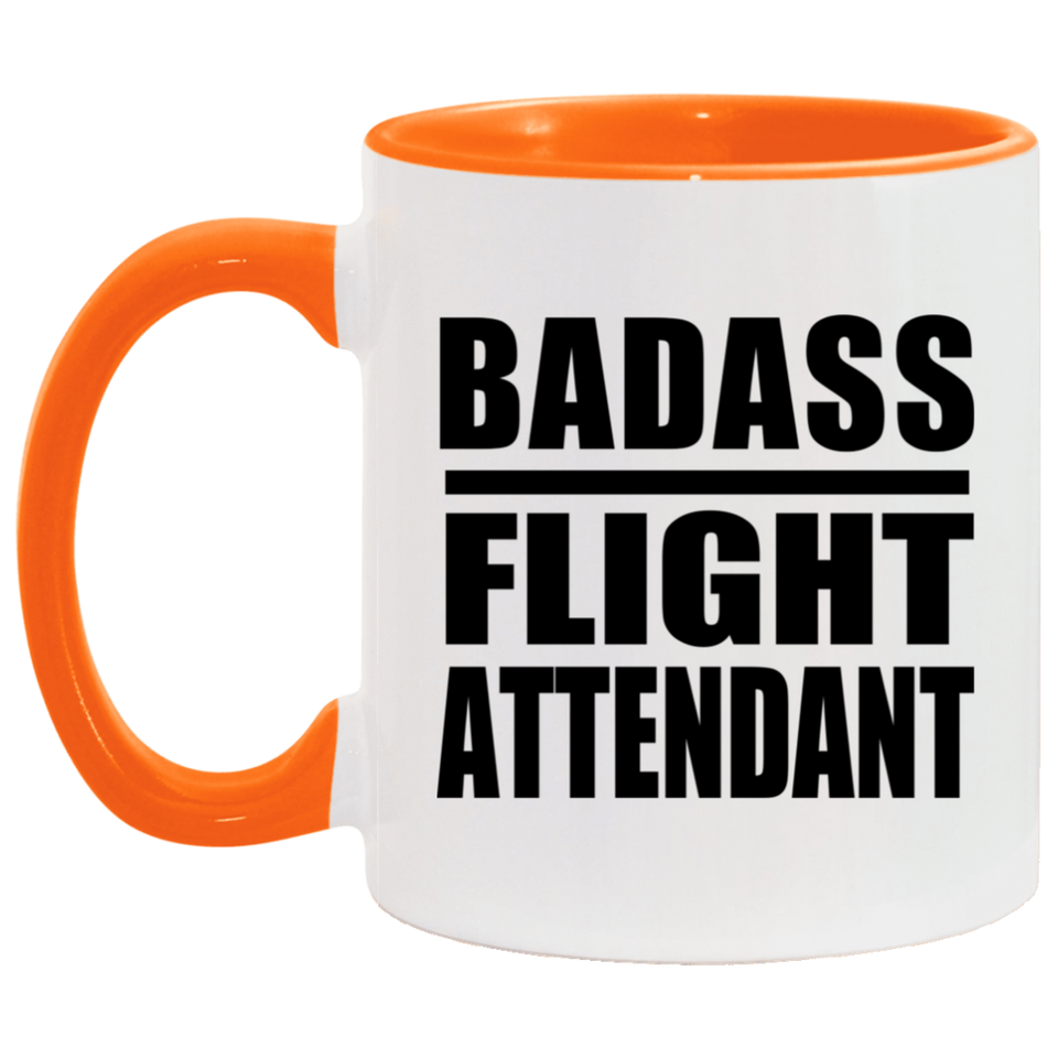 Badass Flight Attendant - 11oz Accent Mug Orange