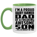 Proud Dairy Farmer Dad Of Awesome Son - 11oz Accent Mug Green