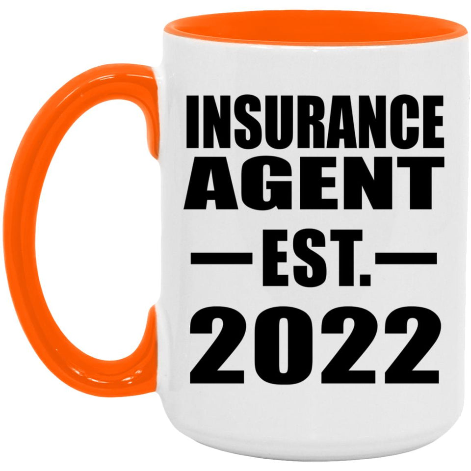 Insurance Agent Established EST. 2022 - 15oz Accent Mug Orange