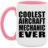 Coolest Aircraft Mechanic Ever - 15oz Accent Mug Pink