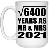 80th Anniversary Square Root of 6400 Years As Mr & Mrs 2021 - 15oz Coffee Mug