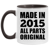 9th Birthday Made in 2015 All Parts Original - 11oz Accent Mug Black
