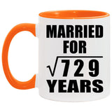 27th Anniversary Married For Square Root of 729 Years - 11oz Accent Mug Orange