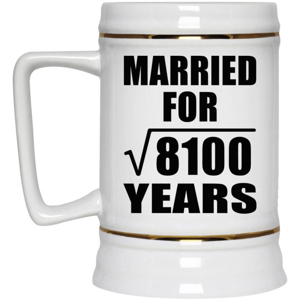 90th Anniversary Married For Square Root of 8100 Years - Beer Stein