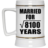 90th Anniversary Married For Square Root of 8100 Years - Beer Stein