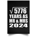 76th Anniversary Square Root of 5776 Years As Mr & Mrs 2024 - Poster Portrait