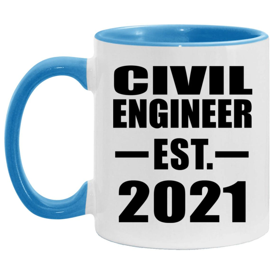 Civil Engineer Established EST. 2021 - 11oz Accent Mug Blue