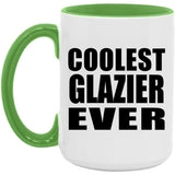 Coolest Glazier Ever - 15oz Accent Mug Green