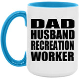 Dad Husband Recreation Worker - 15oz Accent Mug Blue