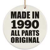 34th Birthday Made in 1990 All Parts Original - Circle Ornament