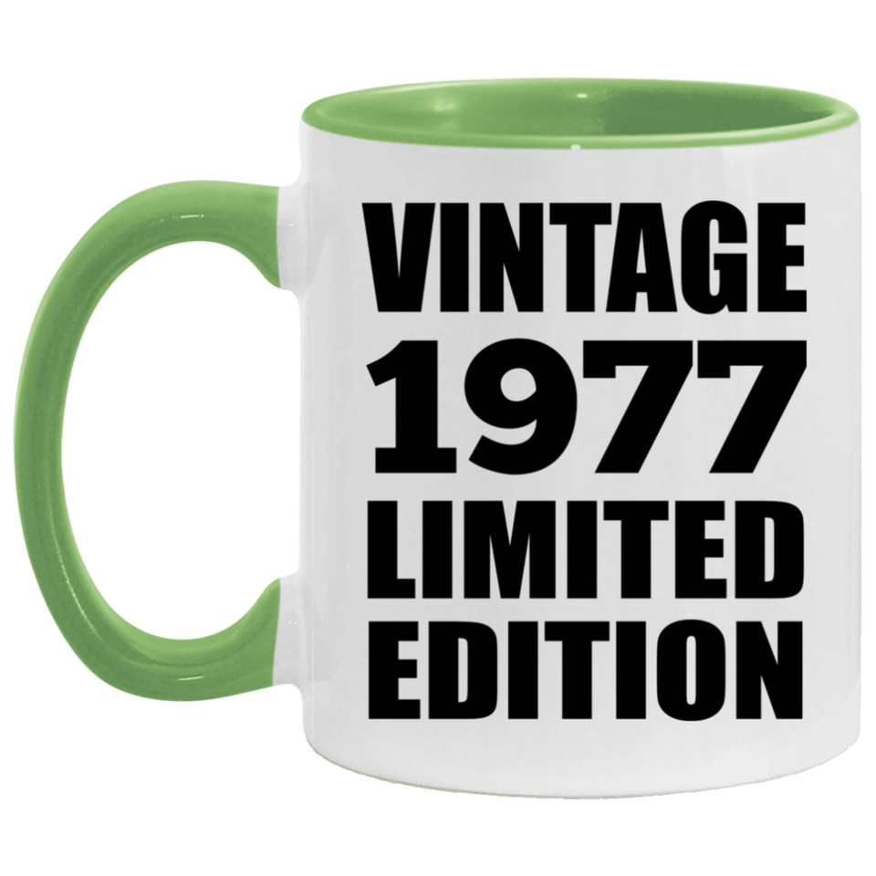 47th Birthday Vintage 1977 Limited Edition - 11oz Accent Mug Green
