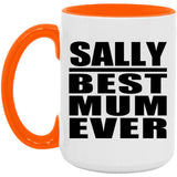 Sally Best Mum Ever - 15oz Accent Mug Orange