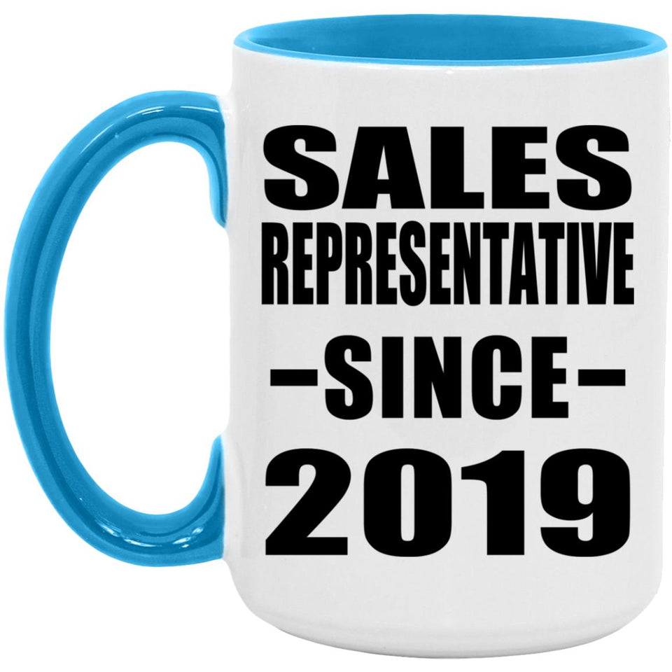 Sales Representative Since 2019 - 15oz Accent Mug Blue
