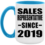 Sales Representative Since 2019 - 15oz Accent Mug Blue