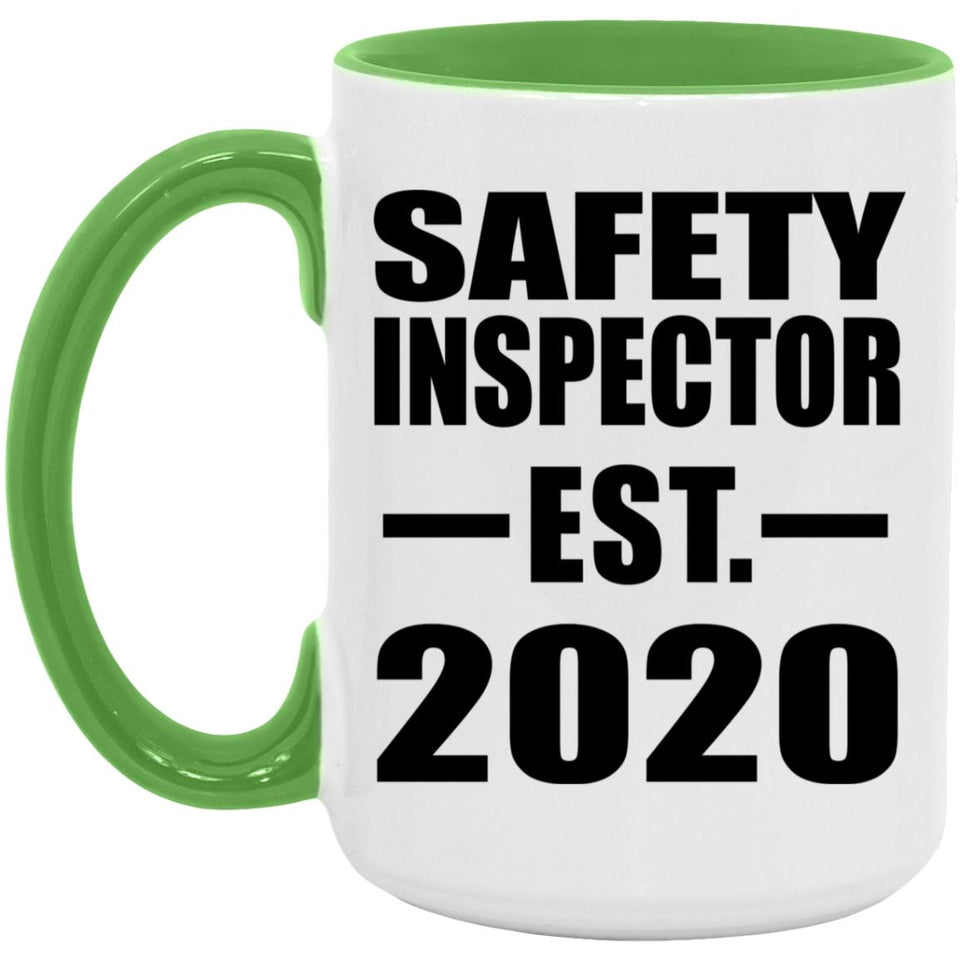 Safety Inspector Established EST. 2020 - 15oz Accent Mug Green