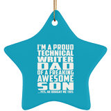 Proud Technical Writer Dad Of Awesome Son - Star Ornament