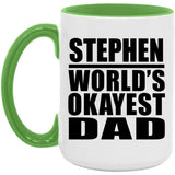 Stephen World's Okayest Dad - 15oz Accent Mug Green