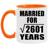 51st Anniversary Married For Square Root of 2601 Years - 11oz Accent Mug Orange