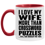 I Love My Wife More Than Crossword Puzzles - 11oz Accent Mug Red
