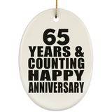 Happy 65th Anniversary 65 Years & Counting - Oval Ornament