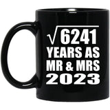79th Anniversary Square Root of 6241 Years As Mr & Mrs 2023 - 11oz Coffee Mug Black