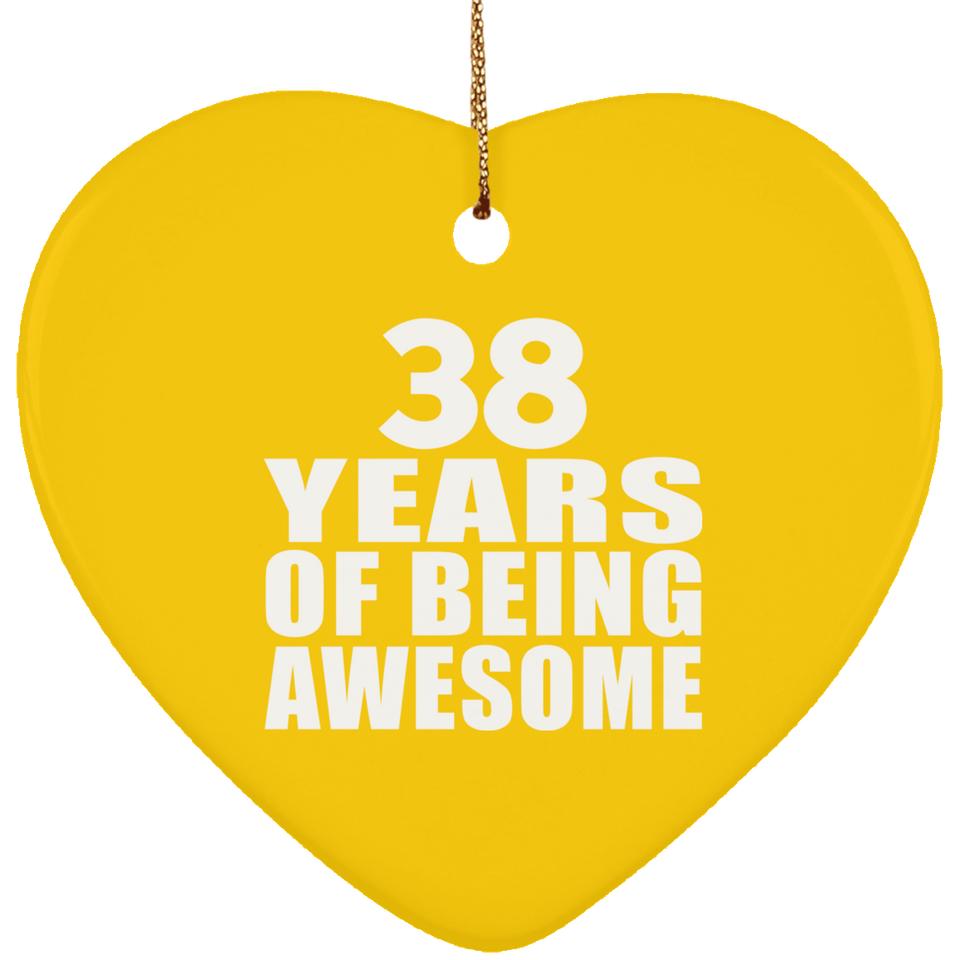 38th Birthday 38 Years Of Being Awesome - Heart Ornament