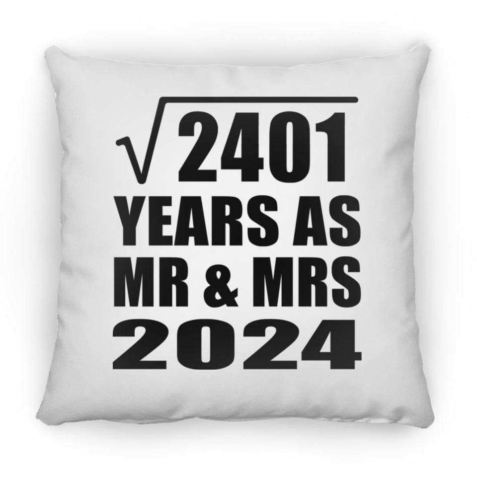 49th Anniversary Square Root of 2401 Years As Mr & Mrs 2024 - Throw Pillow