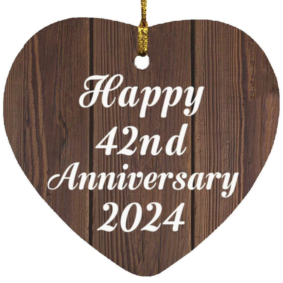 Happy 42nd Anniversary 2024 - Heart Ornament D